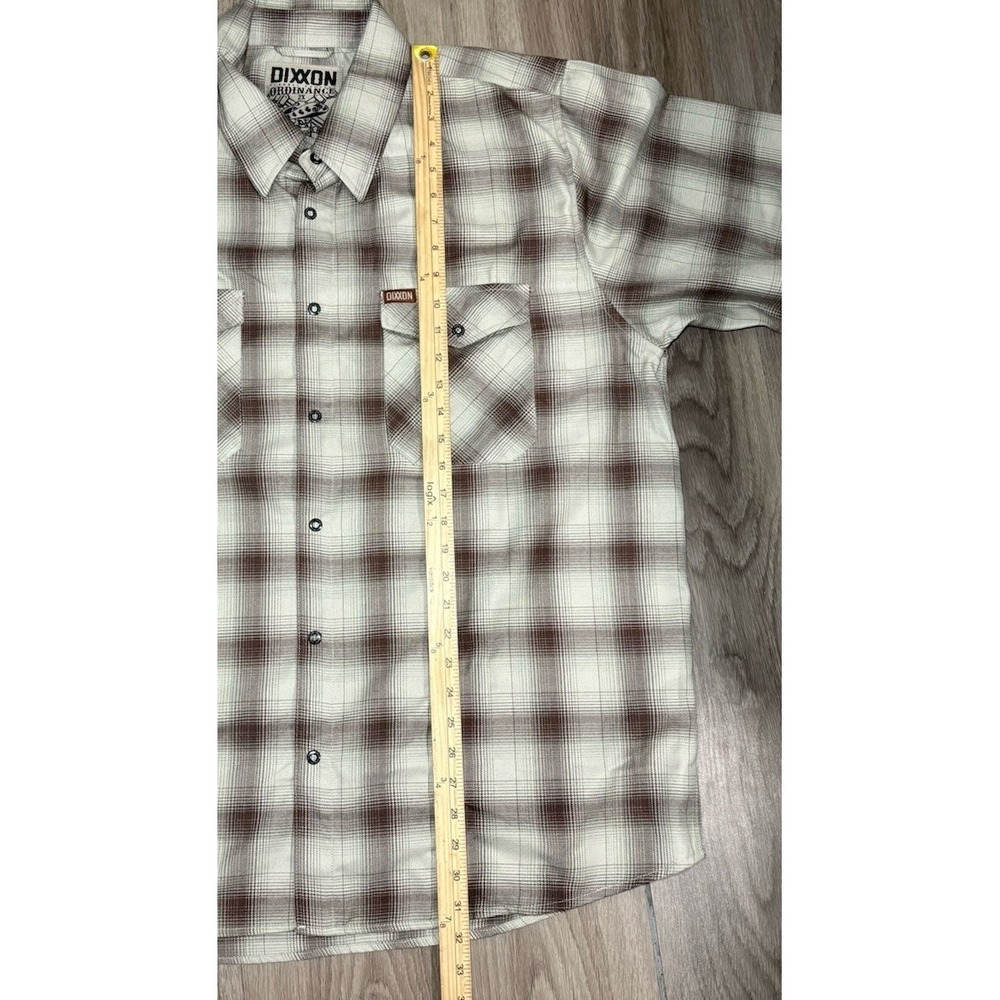 DIXXON Flannel Ordinance Men's‎ 2X Snap Button Brown Khaki Tan Plaid Shirt NWT - Picture 9 of 10